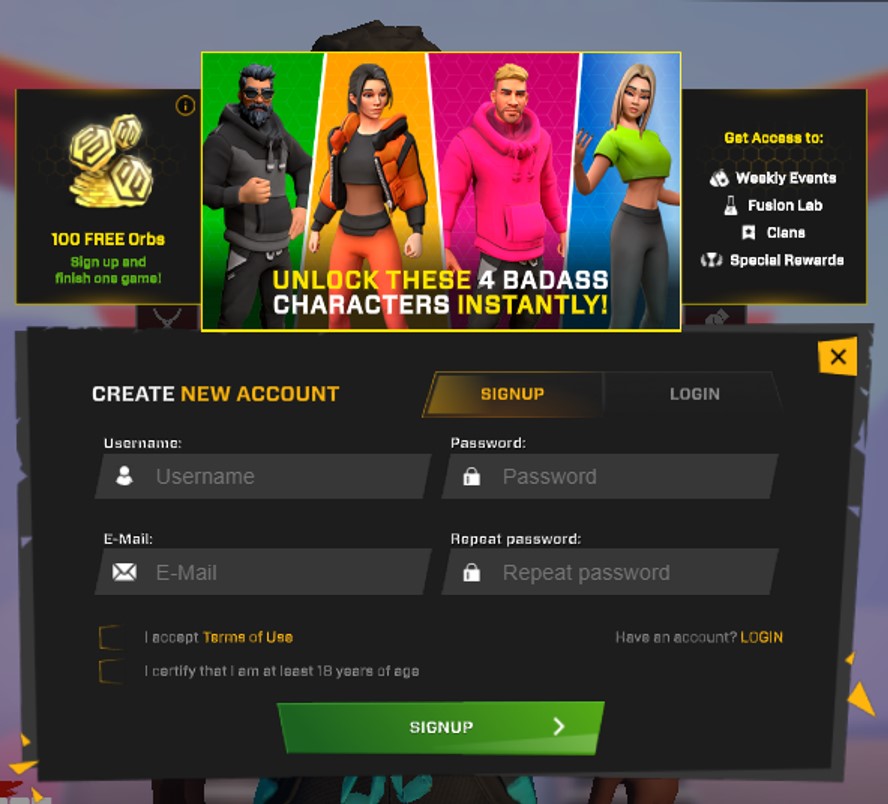регистрация в Mini Royale